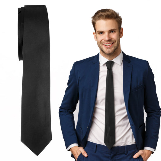 Mens Black Tie Solid Ties 59inch Mens Tie Men's Neckties Suit and Tie Formal Tie for Wedding Business Graduation