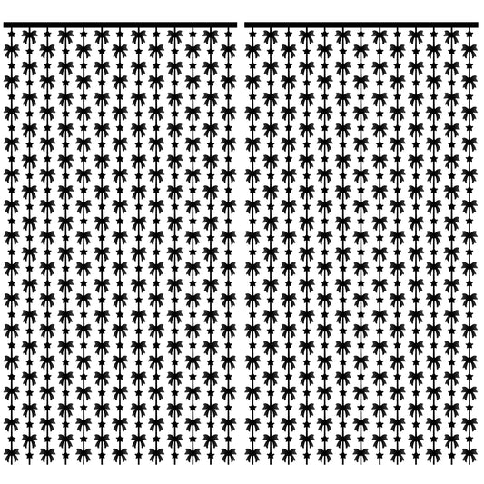 Black Bow Party Decorations, 2 Pack Foil Fringe Curtains, 3.3x6.6ft Photo Booth Backdrop for Birthday, Bachelorette, Baby Shower, Halloween Events
