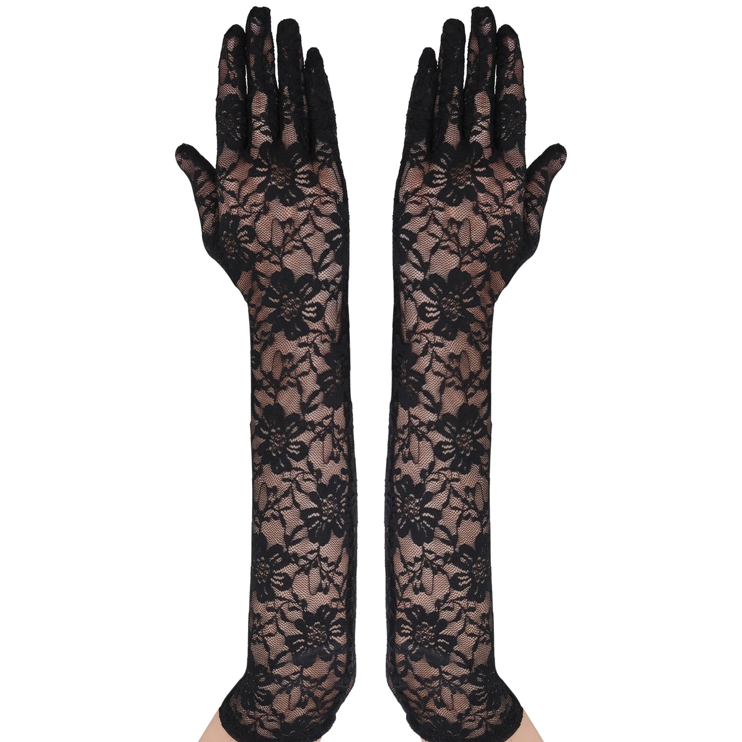 Lusofie Lace Gloves Long Lace Gloves Formal (black)
