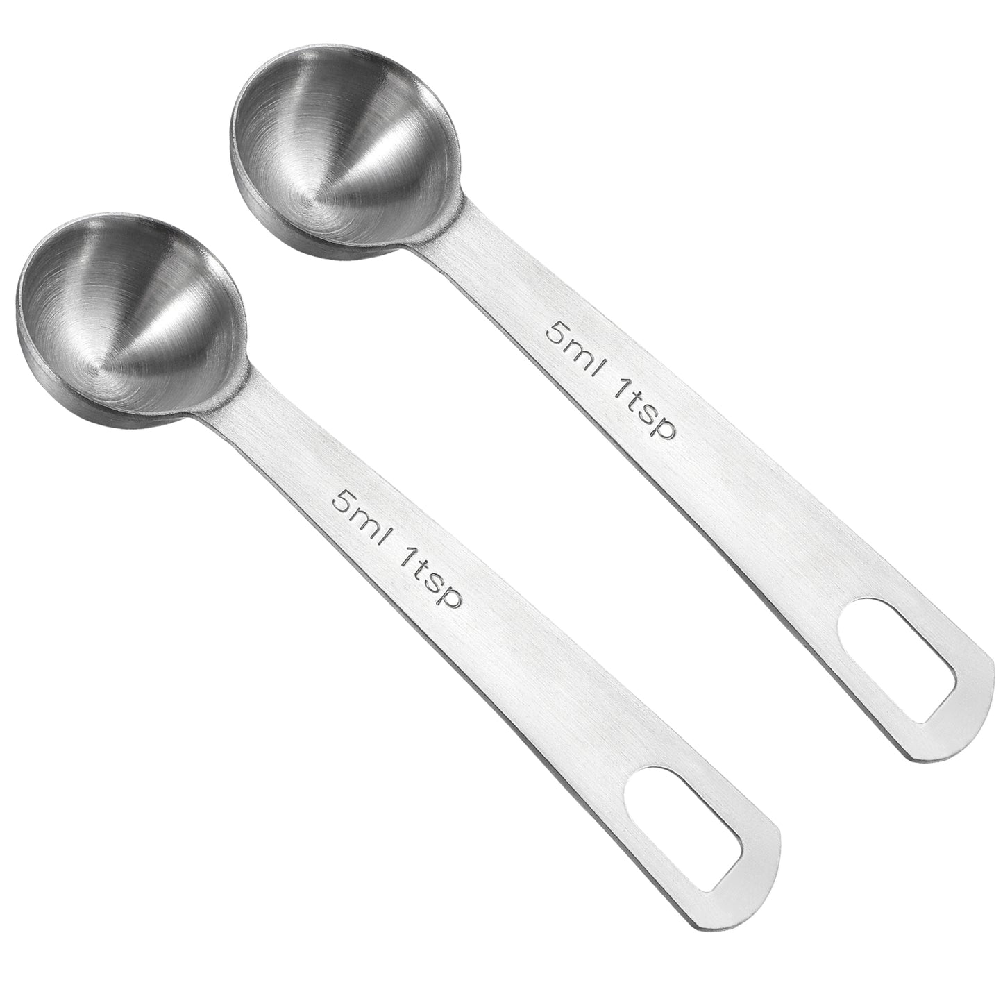 Lusofie 2 Pcs 1 Teaspoon Measuring Spoons 5ml Mini Spoons Stainless Steel Measuring Spoons for Kitchen Cooking Spoon Coffee Spoon (Silver)