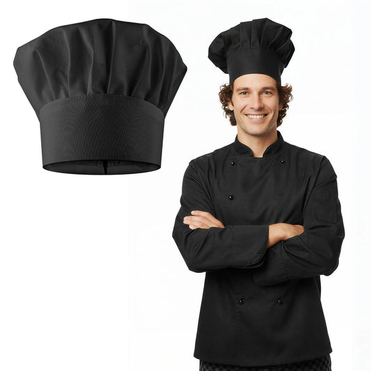 Telooco Chef Hat for Women Men, Adjustable Elastic Bakers Hat Kitchen Cooking Chef Cap, Black