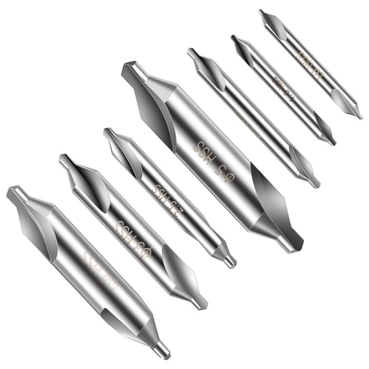 7 Pcs Center Drill Bit Set, M2 High Speed Steel Center Drill 60-Degree Angle Countersink Drills for Lathe & CNC, Precision Centering Tools for Metalworking (Sizes 1.0, 1.5, 2.0, 2.5, 3.0, 4.0, 5.0)