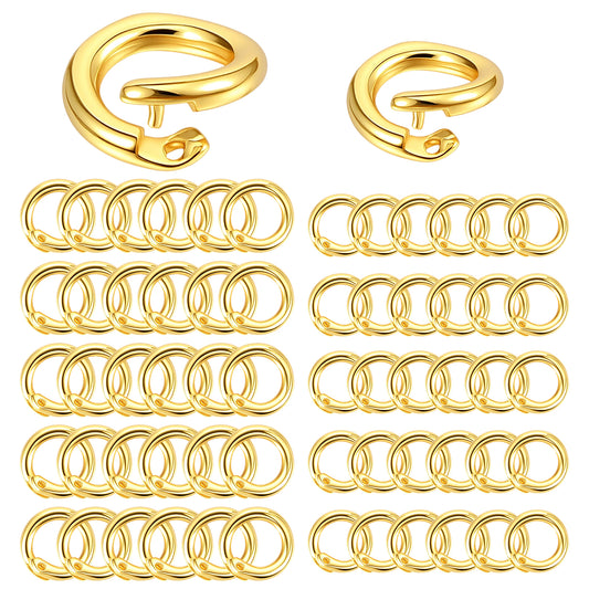 60 Pcs Jump Rings for Jewelry Making- Bi-Sized Gold Heavy Duty Locking Jump Rings Round Open Split O Ring Connector Links for Key Chains Necklace Bracelet Earrings Jewelry Making DIY Crafts Keychain