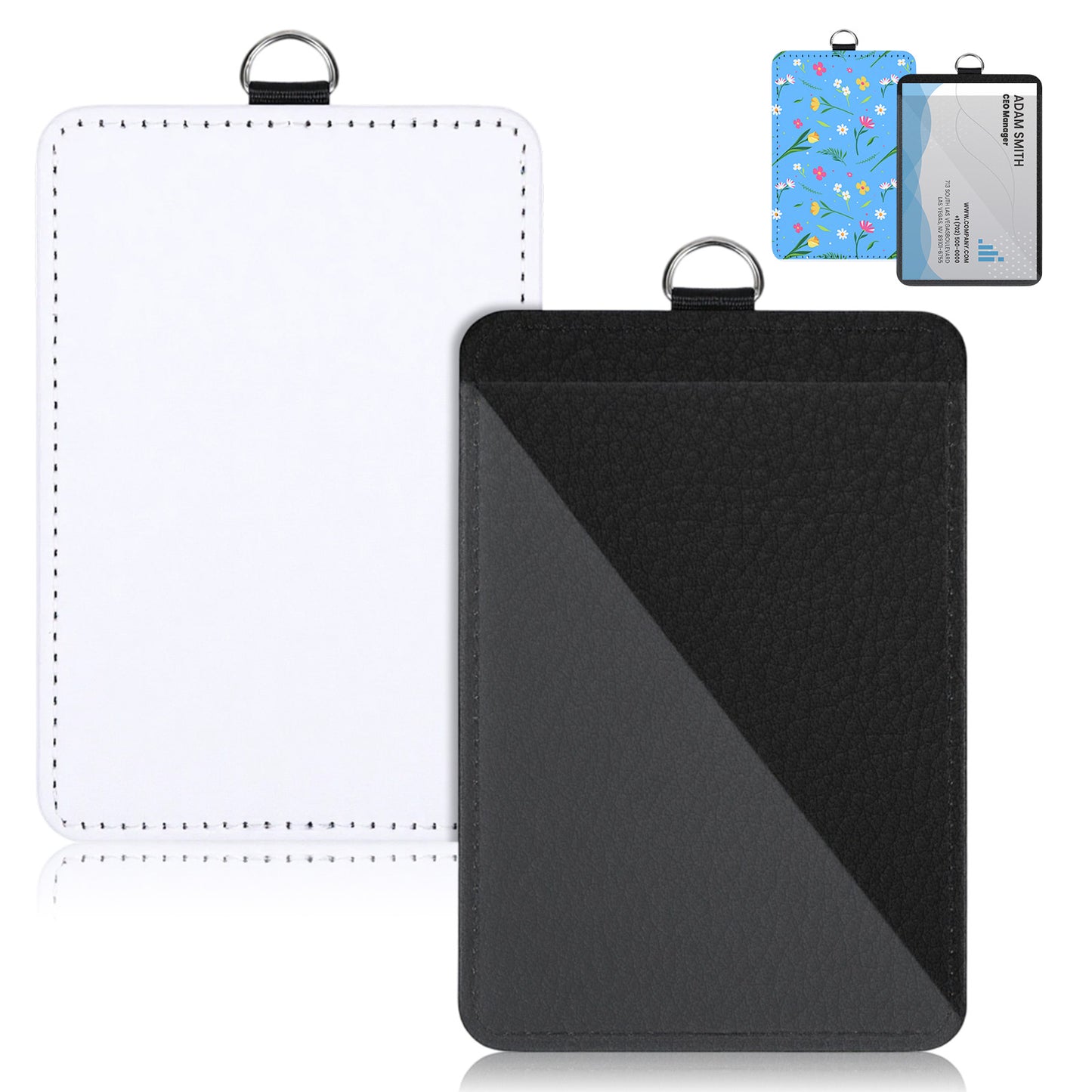 Sublimation Id Badge Blanks(2-Pack) - Waterproof PU Leather Id Badge Holder for Work, Offices, Events, Hospitals - Heat Transfer Ready Blank ID Cards