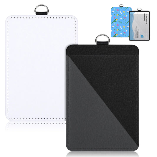 Sublimation Id Badge Blanks(2-Pack) - Waterproof PU Leather Id Badge Holder for Work, Offices, Events, Hospitals - Heat Transfer Ready Blank ID Cards