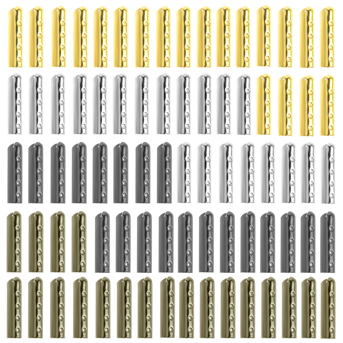 80 Pcs Shoelace Tips Heads Metal Sglets for Shoelaces Repairing Shoe Lace Ends Tips Caps 4 Hole Copper Lace Replacement Tips for Canvas Sneakers Pants Drawstring Rope DIY Repairing and Design Making