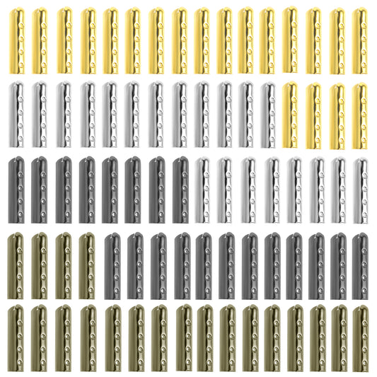 80 Pcs Shoelace Tips Heads Metal Sglets for Shoelaces Repairing Shoe Lace Ends Tips Caps 4 Hole Copper Lace Replacement Tips for Canvas Sneakers Pants Drawstring Rope DIY Repairing and Design Making