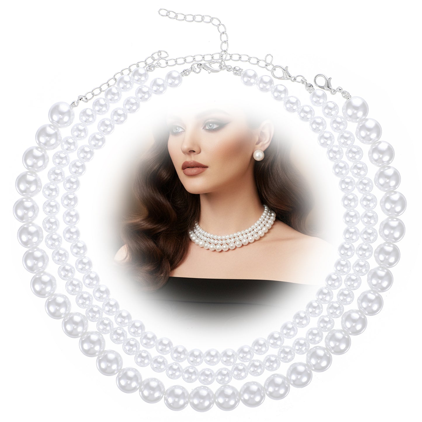 Neyauo Three Layer Pearl Choker Necklace, Faux Pearl Layered Choker, Women Fashion Jewelry, Wedding Bride Accessories, Boho Style Necklace