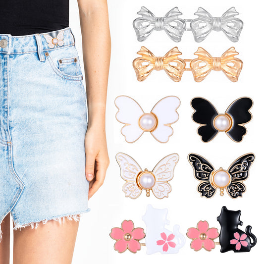 8 Pcs Adjustable No Sewing Button Pant Waist Tightener,Cute Style Waist Tightener for Pants Women,Instant Jean Buttons for Loose Jeans No Sewing Detachable Buckles