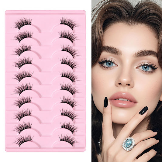 10 Pairs Half Lashes Natural - Wispy Soft C Curl Half Lash - Corner Lashes for Everyday Natural Look