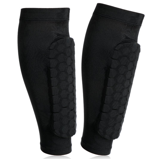 Soccer Shin Guards for Adult, Honeycomb Shin Pads, Lightweight Breathable Shins Defender Calf Sleeves for Football Baseball Boxing Kickboxing(M)