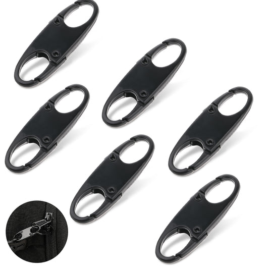 6PCS Carabiner Small Zipper Pull Locks Zipper Clip Theft Deterrent for Backpacks Zipper Pull Replacement Camping Fishing Traveling Outdoor Sports (Black)