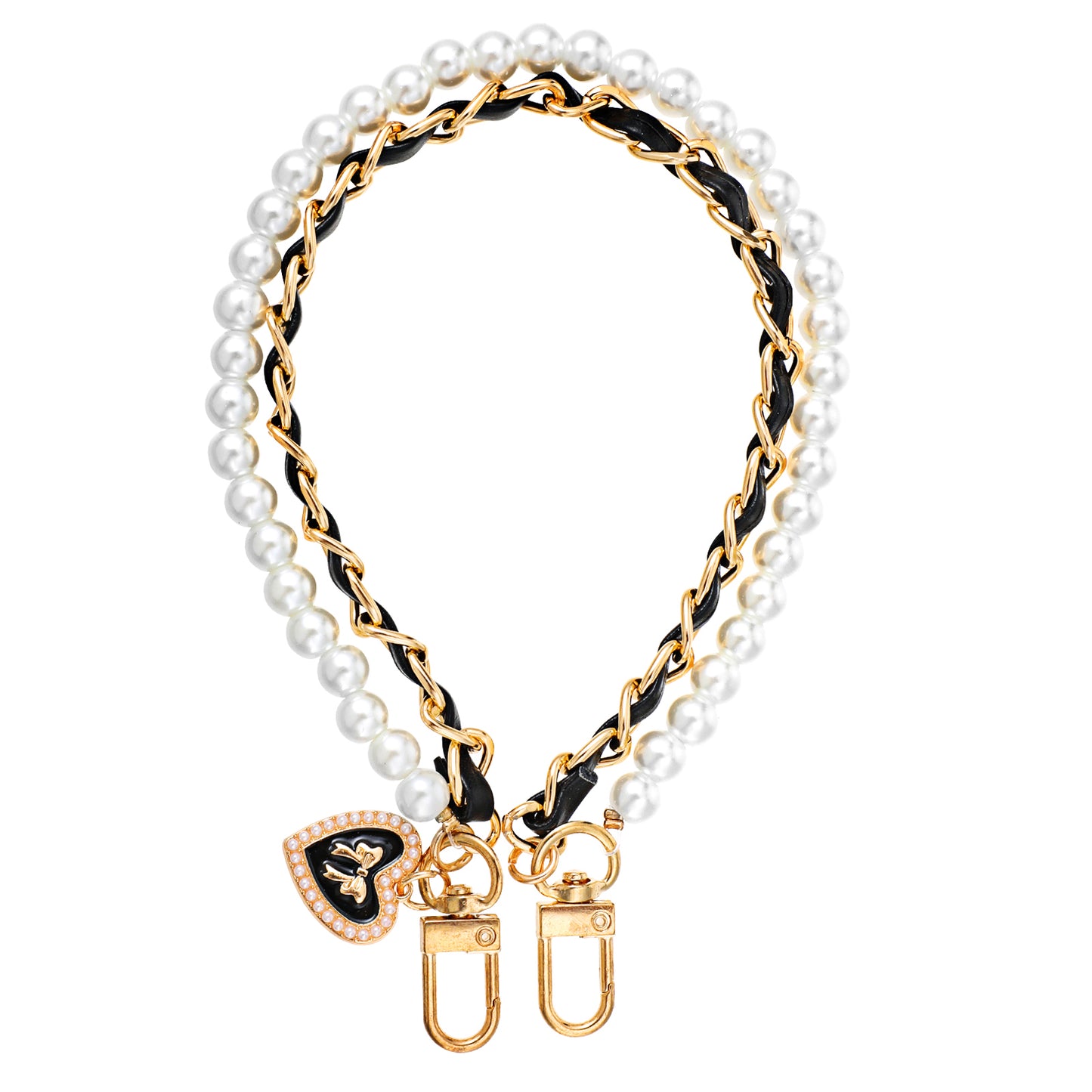 Lusofie Phone Wrist Strap Beaded Pearls Phone Charms Strap Double Chain Phone Wristlet Pearl Bow Wrist Strap for Phone Case Anti Theft Phone Strap