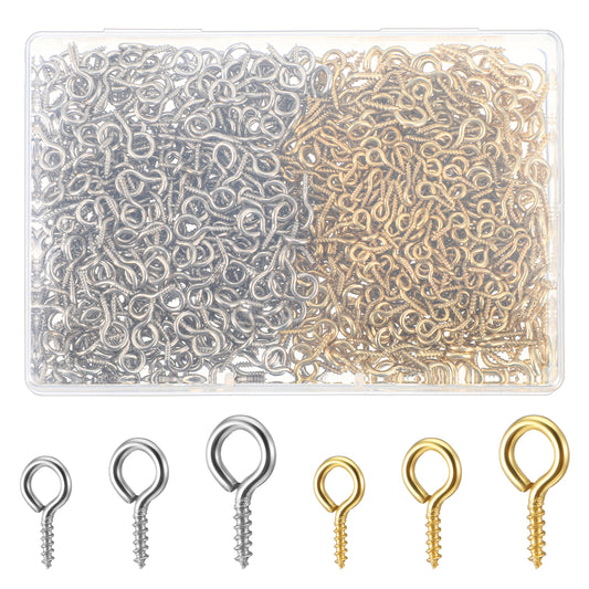 900 Pcs Small Screw Eye Pins for Jewelry Making 3 Sizes Eye Hooks Screws Small Eye Screws for Jewelry Making DIY Crafts Charms Bead Keychain Cork Top Bottles (with 1 Box)