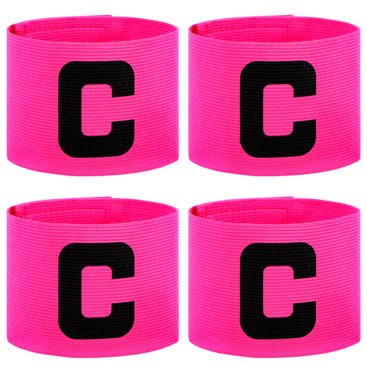 Josojoou 5Pcs Soccer Captain Armband Elastic Nylon Protective Arm Badge Adjustable Captain Arm Bands for Adult Youth Soccer Volleyball Team(Rose Red)