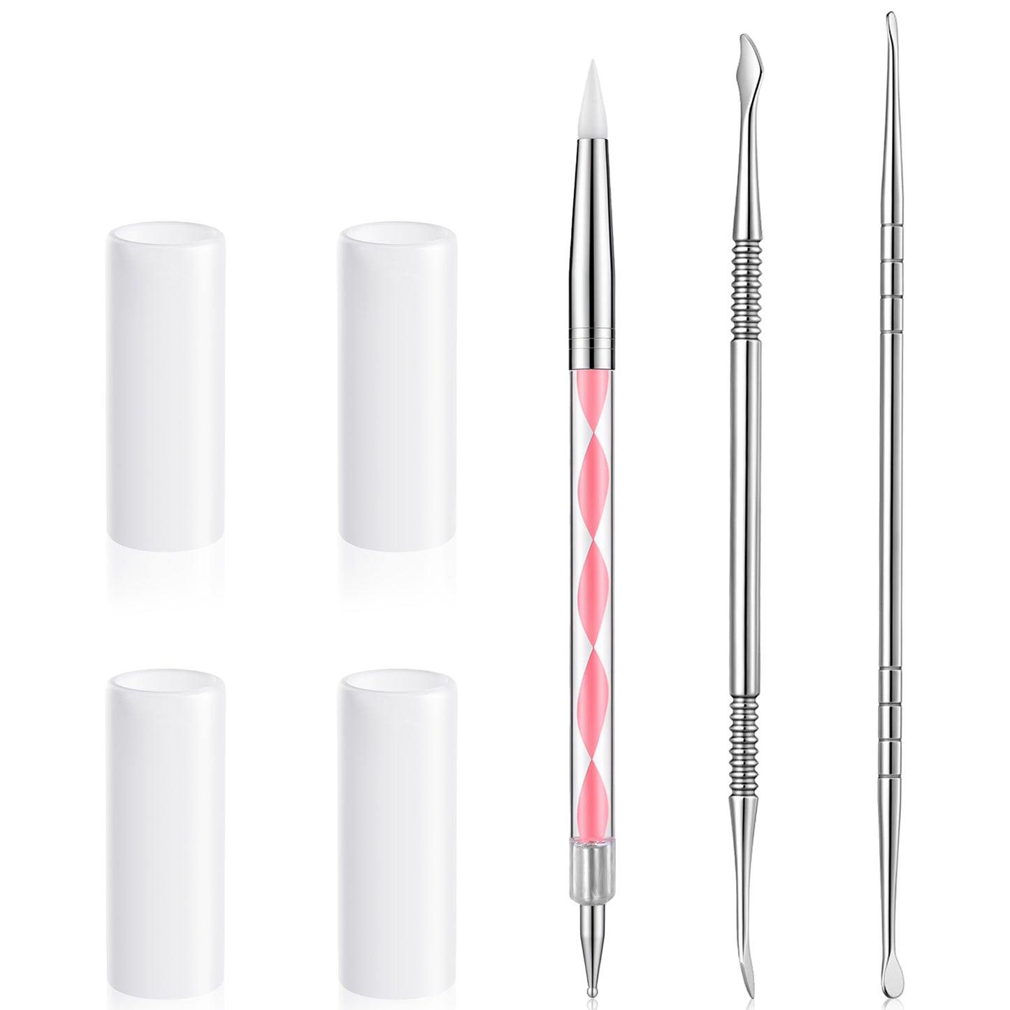 3Pcs Nail Art Sculpture Pen Double-head 3D Gel Art Sculpture Pens Stainless Steel Dotting Tool for Builder Flower Design Carving Modeling for Salon Home DIY