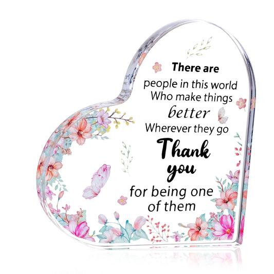 Thank You Gifts for Women Inspirational Acrylic Plaque Heart Sympathy Gift for Female Coworkers, Teachers, Nurses, Colleagues, Friends Retirement, and Graduation Gifts