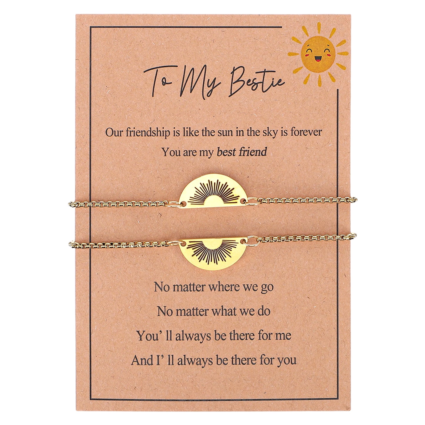Josojoou Golden Sun Friendship Bracelet, Anti-sensitive Bff Bracelets, Adjustable Golden Sun Best Friend Bracelet, Best Friend Christmas Birthday Gifts for Women, Matching Bracelets for Sisters