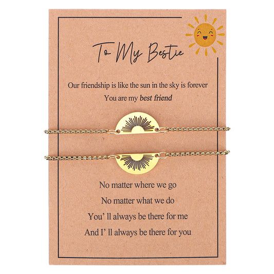Josojoou Golden Sun Friendship Bracelet, Anti-sensitive Bff Bracelets, Adjustable Golden Sun Best Friend Bracelet, Best Friend Christmas Birthday Gifts for Women, Matching Bracelets for Sisters