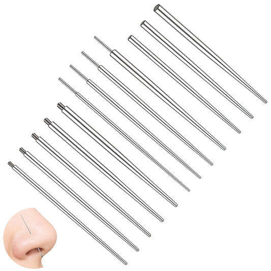 Josojoou 12 PCS piercing needles, piercing taper, 14G/16G/18G, internal thread/external thread, piercings tools for changing jewelry, suitable for ears, nose, belly button, eyebrows, etc.