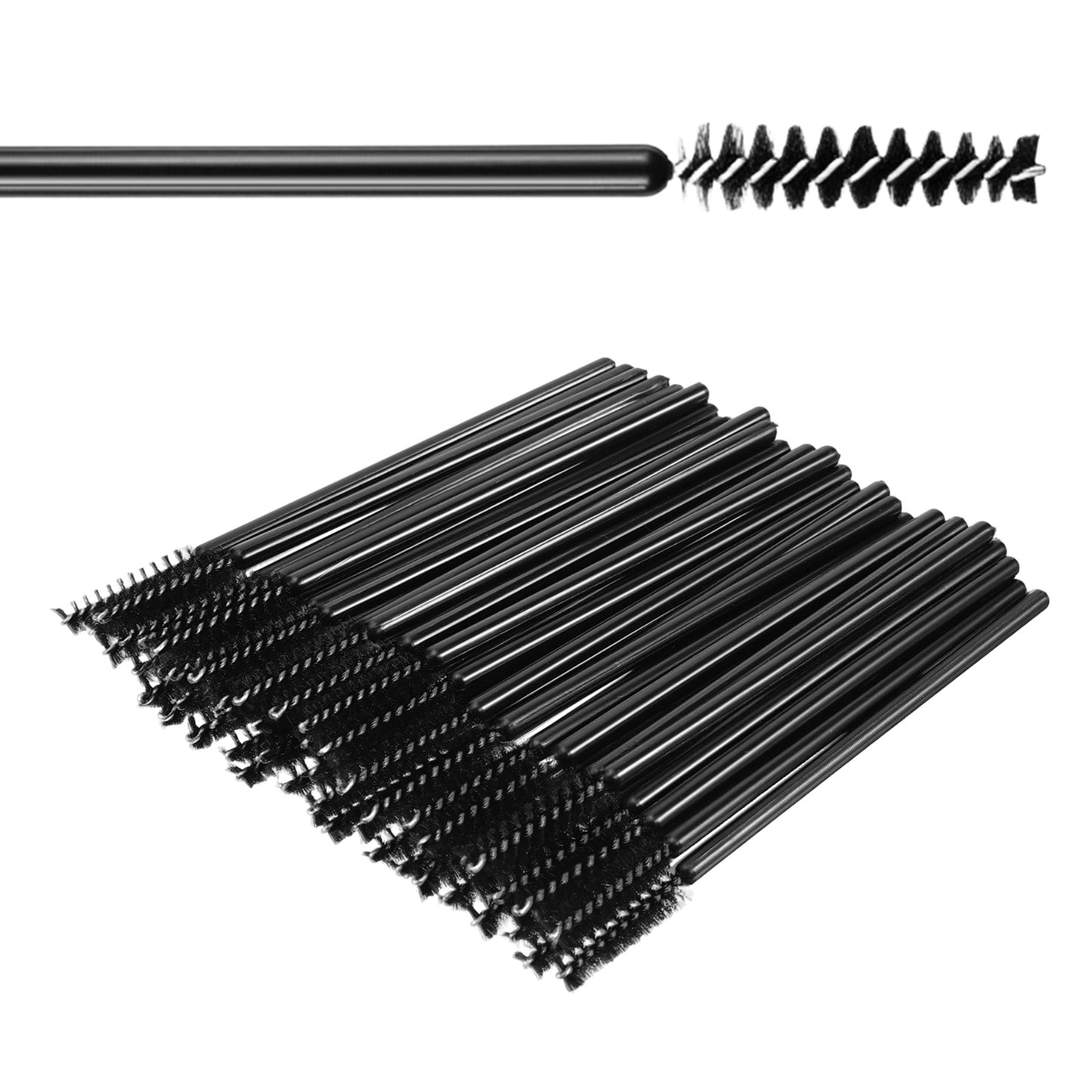 Mini Disposable Mascara Wands 100Pcs Micro Eyelash Spoolies Small Makeup Brush Applicators for Eyelash Extensions (Black)
