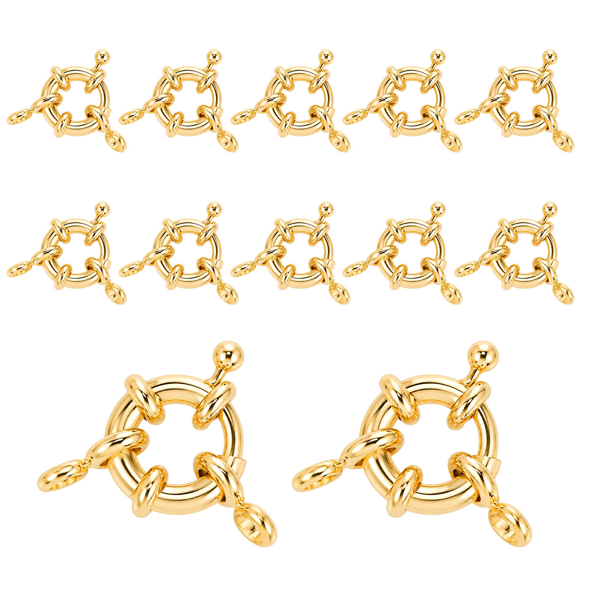 10 Pcs 14K Gold Spring Ring Clasps Round Necklace Clasp Connector Findings
