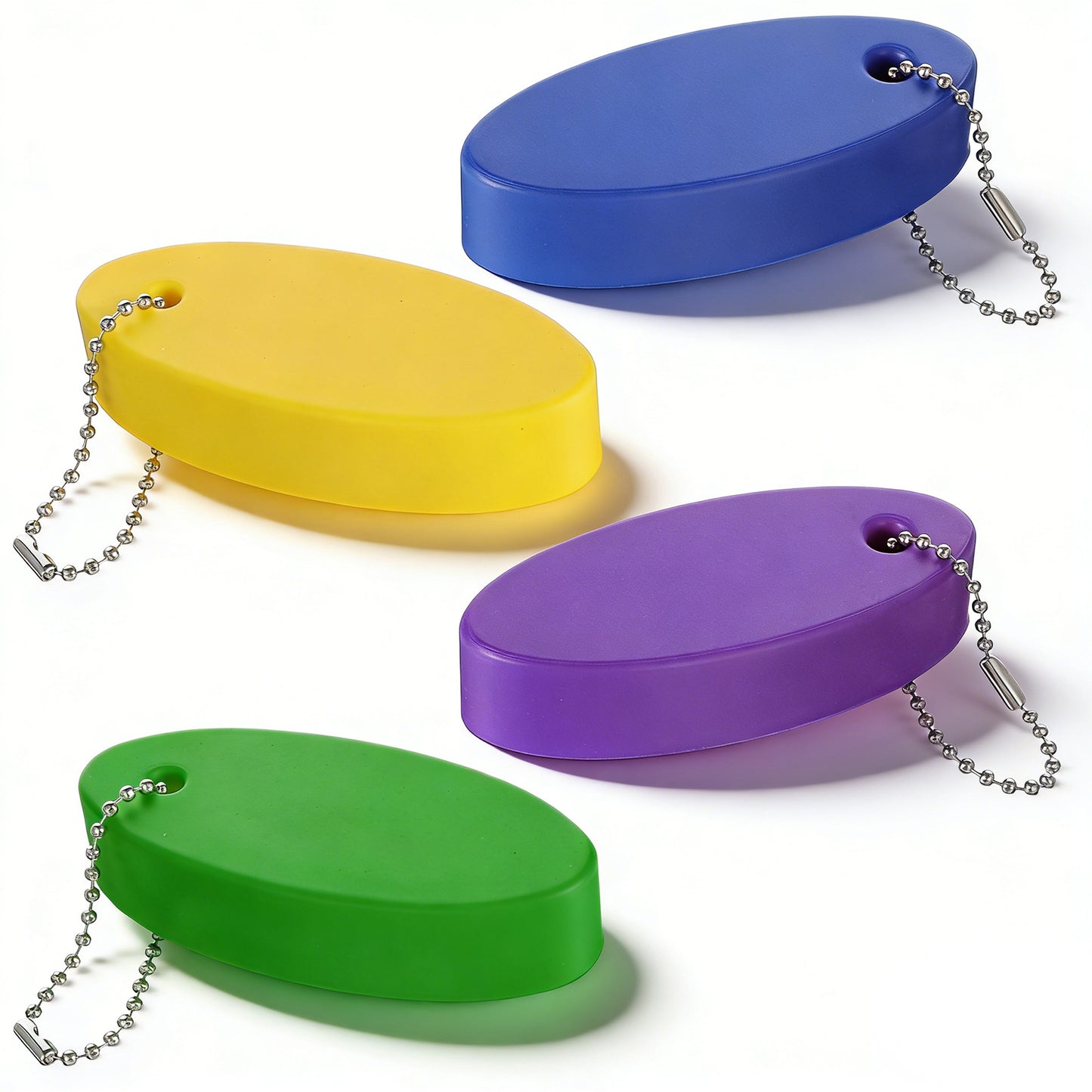 Tucnoeu 4 Pcs Floating Keychain for Boat Keys, EVA Floating Keychains Bright Color Oval Float Key Rings, Oval Shaped Foam Float Key Ring for Fishing Surfing Sailing Kayak
