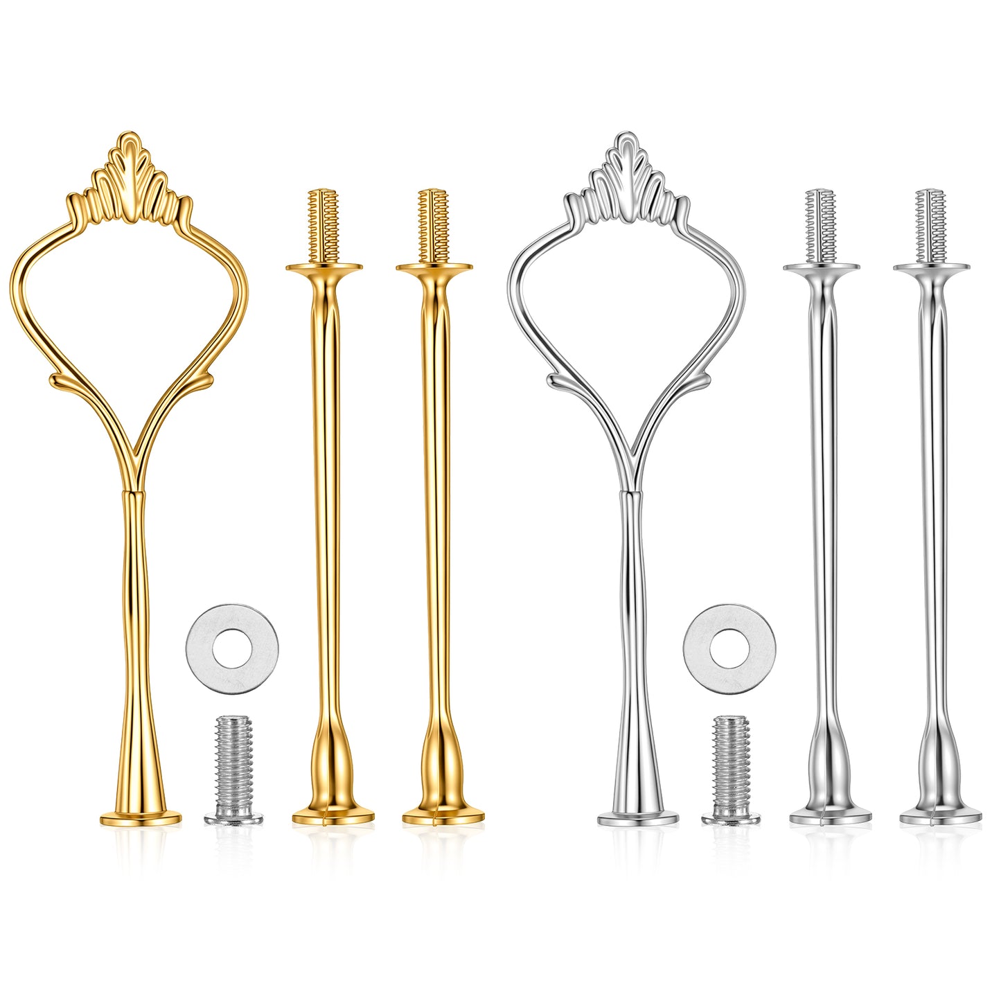 4 Sets 3 Tier Cake Stand Hardware, Tiered Tray Hardware Kit Cake Fruit Food Plate Stand Handle Fitting Hardwares Rod Holder for Serving Dessert Cupcake Dish Food