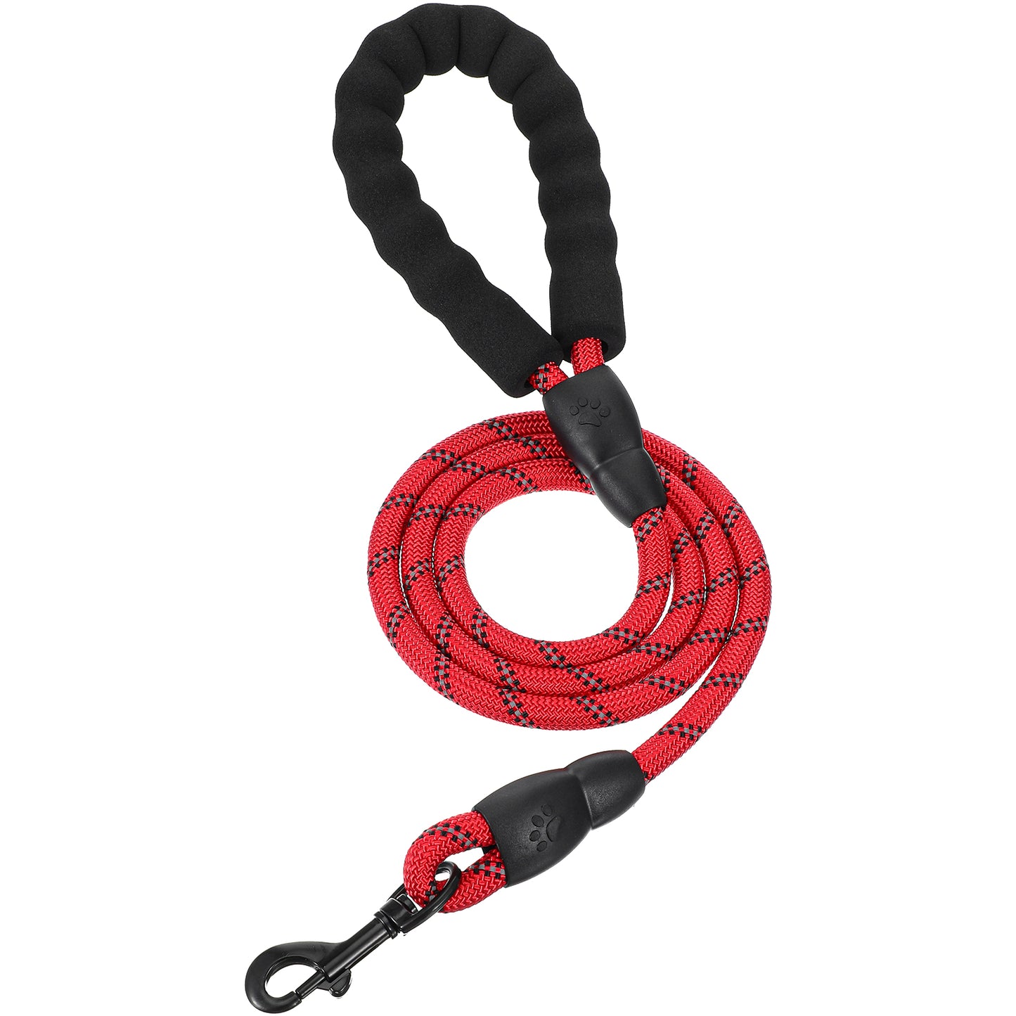Round Basics Dog Leash, 4 Ft Heavy Duty Dog Leash with Comfortable Padded Handle, Durable Strong Pet Walking Rope for Small Medium and Large Dogs (Red)