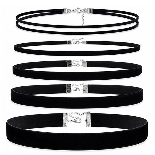 Yykazqe 5pcs Black Choker Necklaces Set Velvet Choker for Women
