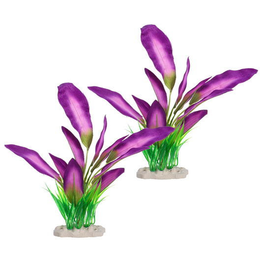 DIVINA VITAE 2Pcs Silk Aquarium Plants for Betta Fish Tank, 10 Inch Tall Artificial Aquatic Water Grass Decoration, Purple