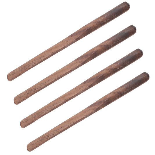 Black Walnut Coffee Stirrers 6″ Reusable Wood Coffee Stirrer Multifunctional Stirring Sticks for Drinks Tea Milk Brewer Accessory with Ergonomic Handle (4 Pack)