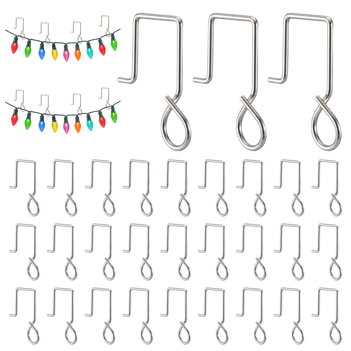 30 Pcs Christmas Gutter Clips Stainless Steel Hooks for Outdoor Light Clips