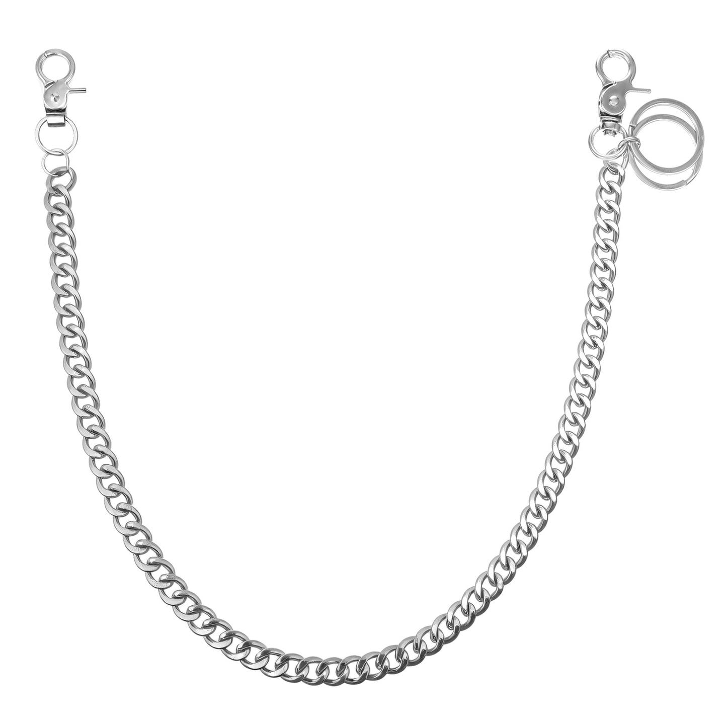 HekouJiub Wallet Chains Stainless Steel Jean Chains for Men and Women Silver Heavy Duty Pant Chain with 2 Keyrings, Can Be Used To Hang Jeans, Backpacks, Keys and Pants
