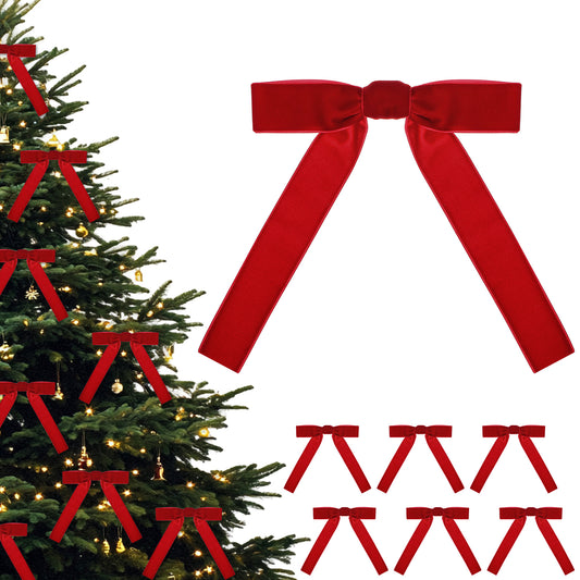Lusofie 12PCS Red Velvet Bows For Christmas Tree With Gold Twist Ties Christmas Decorative For Tree Wreath Garland Home Decor Indoor Outdoor Vintage velvet bow
