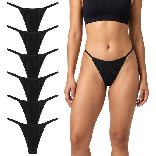 Neyauo Breathable Underwear Low Rise T-back Panties Black