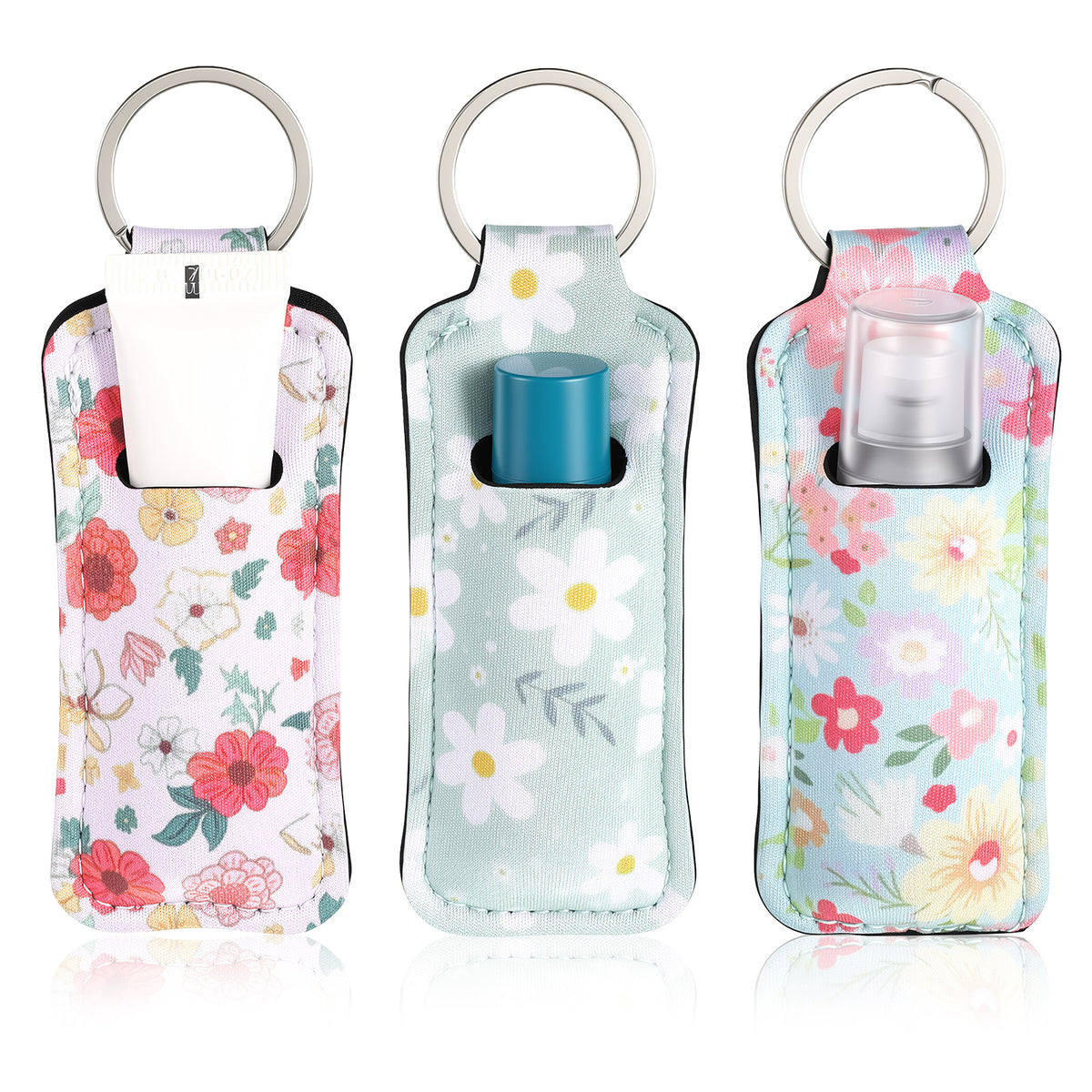 Gemoioio 3 Pack Lipstick Holder Keychain, Lip Gloss Keychain Holder Women