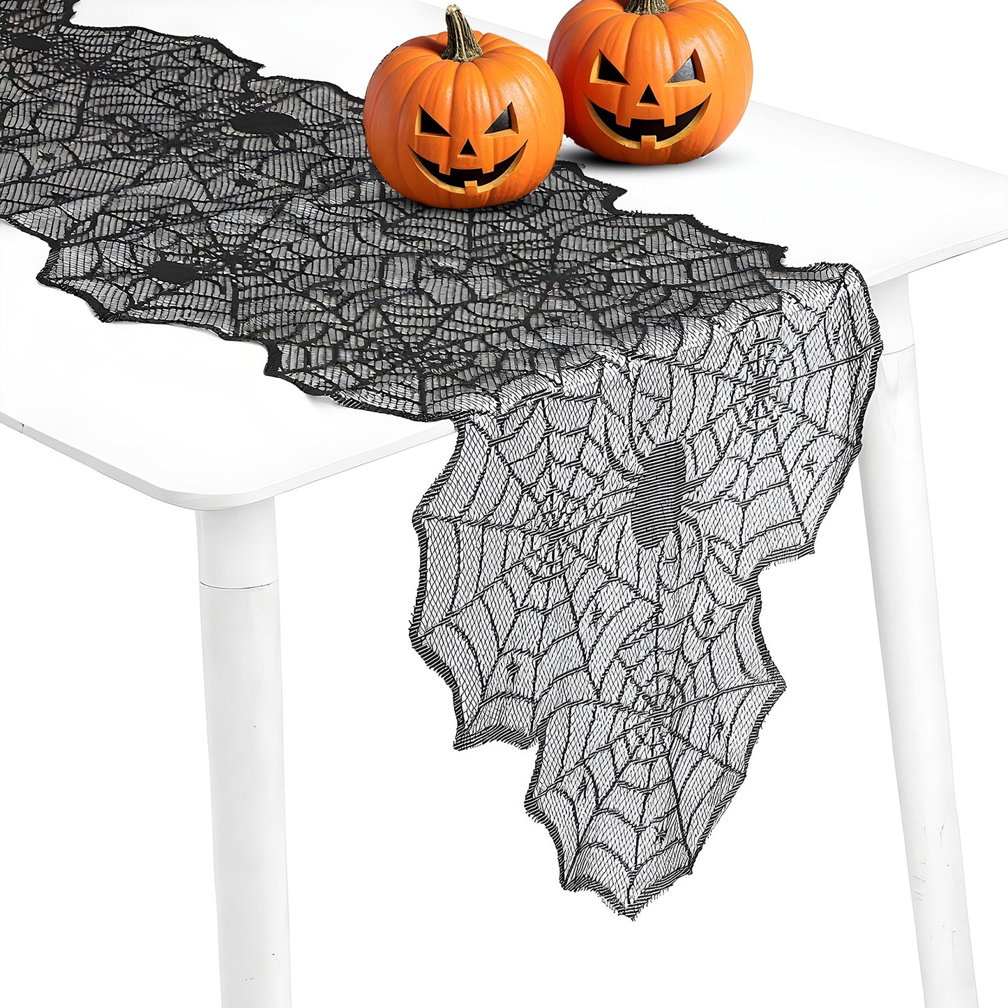 Halloween Table Runner 45x183cm Black Lace Spider Web Table Runners For Halloween Party Decoration dining-table decor spider web cloth Creepy Cover