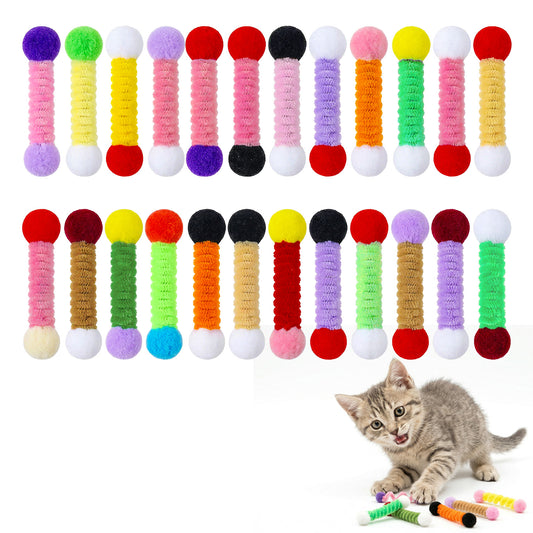 HaiFafafaing 22 Pcs Cat Spring Toys for Indoor Cats - Colorful Fabric Cats Springs - Interactive Cat Spiral Toy for All Age Kitties Swatting, Biting, Hunting and Active Play
