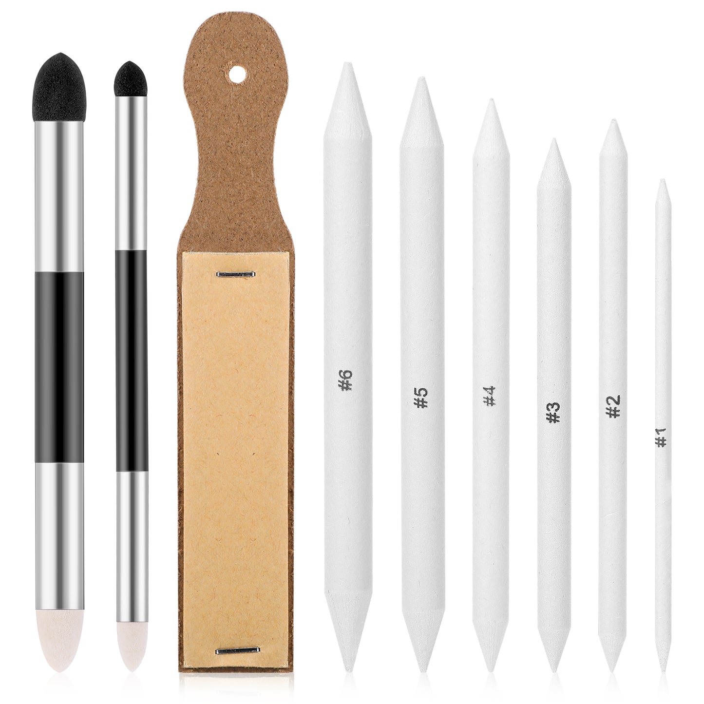 9Pcs Blending Stump Blending Stumps for Drawing Blending Stick Blending Sponge Pens and Sandpaper Pencil Sharpener Blending Pencil for Artist Student Charcoal Sketch Drawing Art Blending Tools