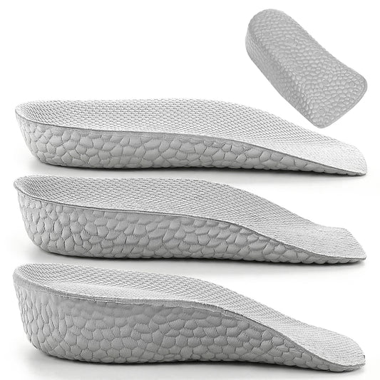 Height Increase Insoles for Men and Women, Orthopedic Heel Lift Cushion, Arch Support Inserts for Pain Relief, Universal Fit for Sneakers Boots Dress Shoes, Grey, 3 Pairs
