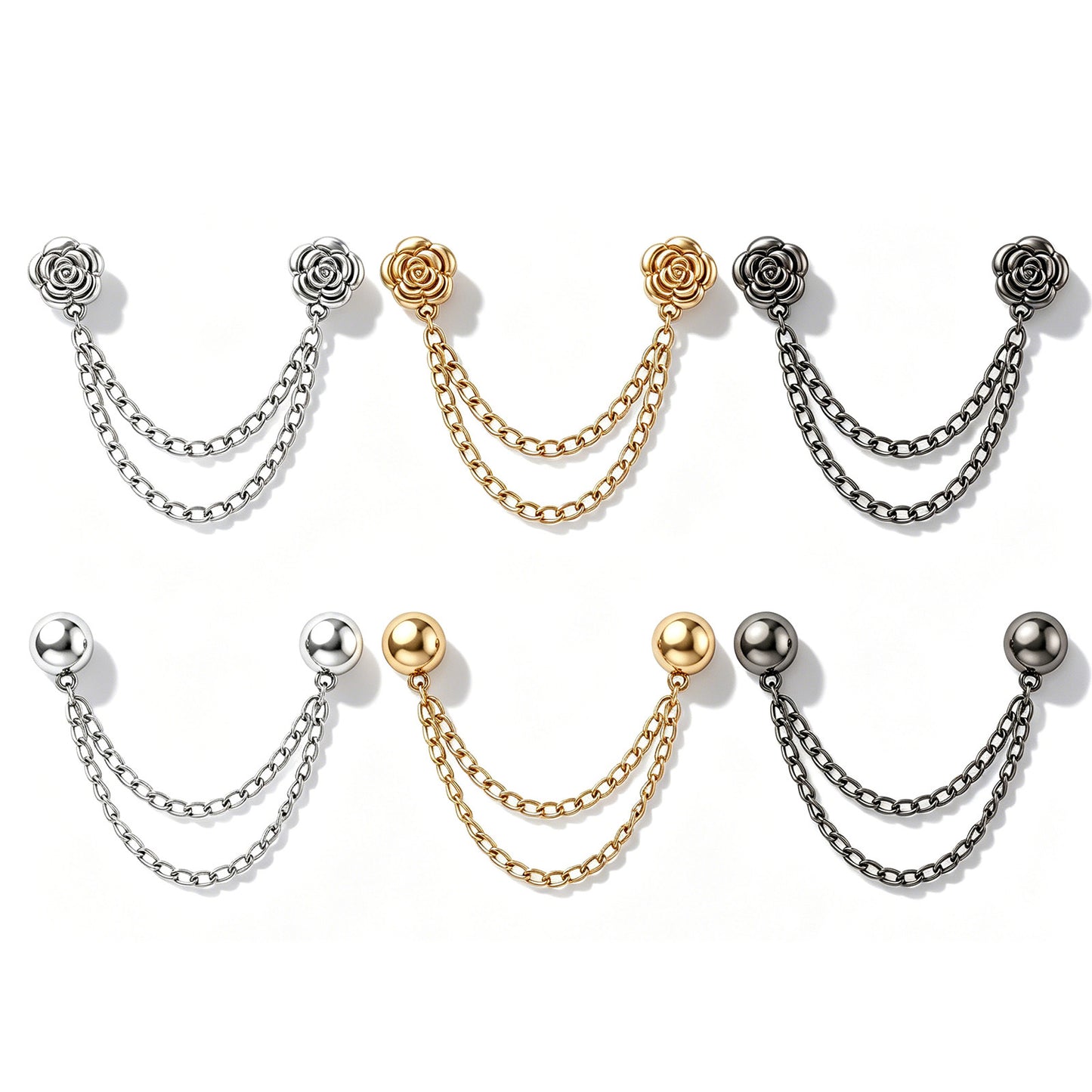 12 Pcs Magnetic Clips for Clothes with Chain, Multi-Function Hijab Magnets Button, No-Pin Balls and Camellias Styling Clip for Women T Shirt Clothes Trouser Sleeves Cinch Clip Pant Cuff Scarf Shawl