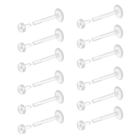 12 Pcs Flat Back Clear Earrings for Sports Acrylic Tragus Earrings for Women 16G Clear Nose Retainer Tragus Conch Cartilage Earrings Medusa Lip Rings Straight Nose Stud Piercing Jewelry for Surgery