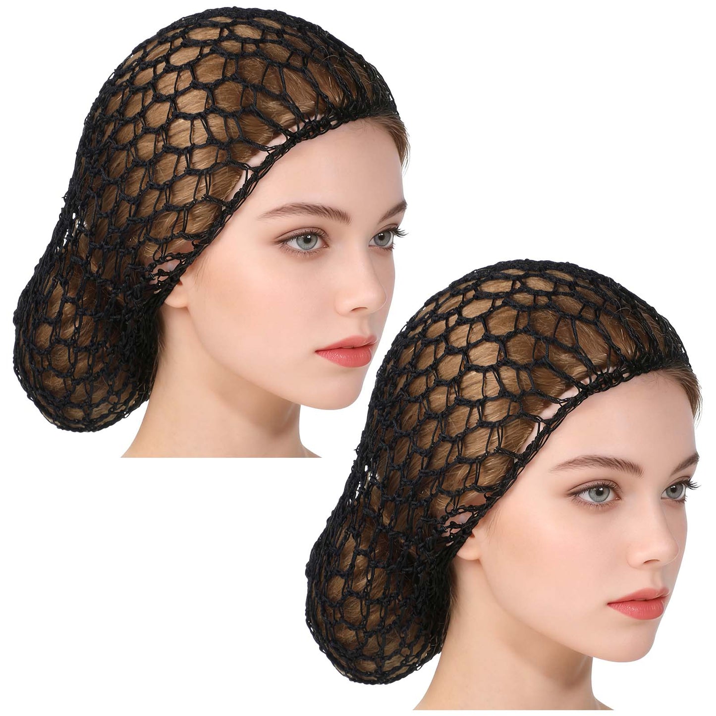 2 Pcs Hair Nets Snoods for Women, Mesh Crochet Hair Net Wrap Cap Hairs Mesh Wraps Rayon Knit Snood Hat Women Crochet Hairs Wraps Sleep Cap