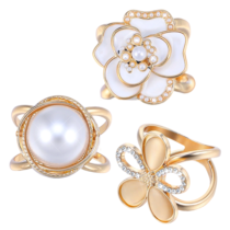 Neyauo 3 Pcs Scarf Ring, Pearl Camellia Flower Scarf Buckle, Metal Scarves Buckle Tshirt Ties Clip for The Side for Women