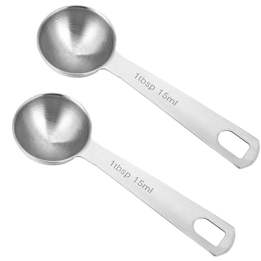Lusofie 2 Pcs 1 Teaspoon Measuring Spoons 15ml Mini Spoons Stainless Steel Measuring Spoons for Kitchen Cooking Spoon Coffee Spoon (Silver)