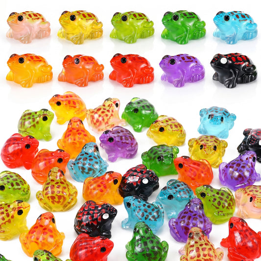 HekouJiub 40 Pcs Glow in Dark Mini Resin Frogs, Small Animal Figurines of Frogs, Tiny Resin Animals for Diy Crafts, Terrariums, Moss Gardens and Fairy Garden Arrangements