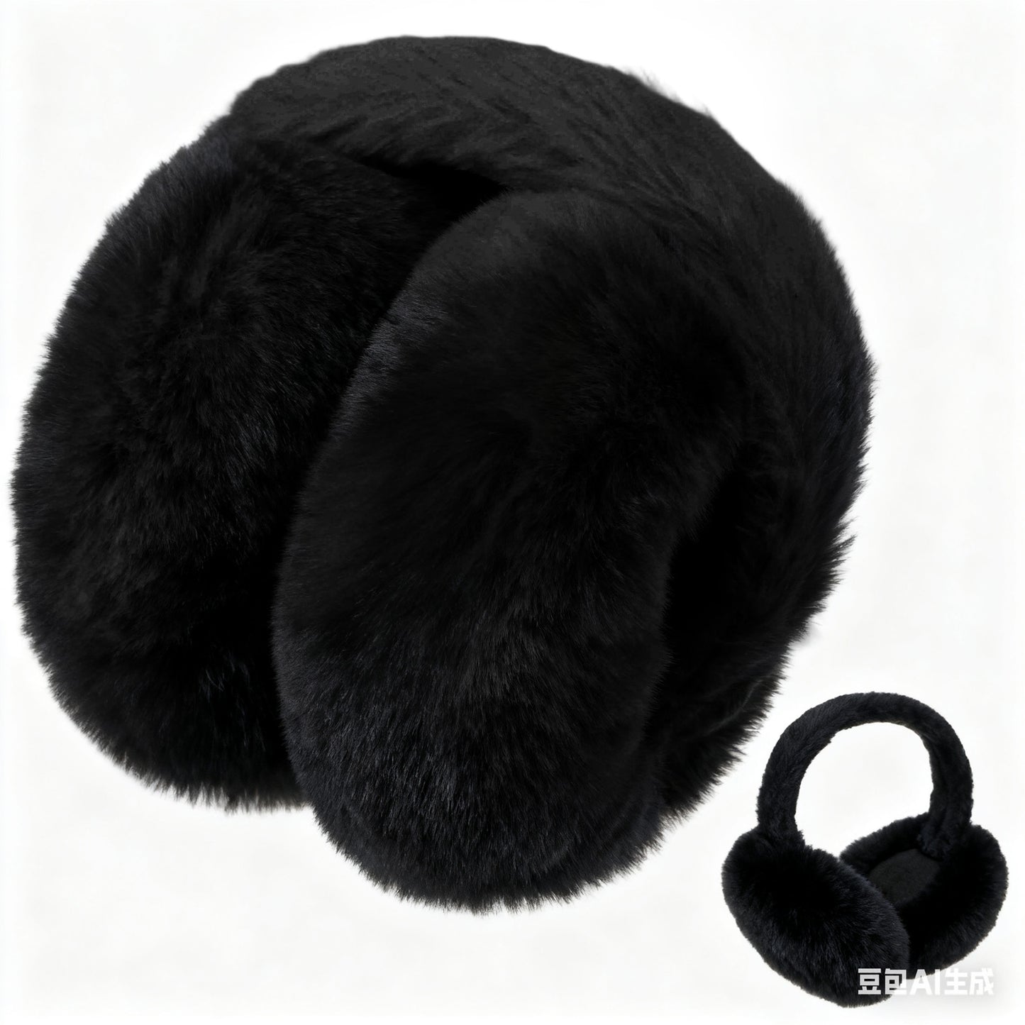 HekouJiub Earmuffs for Women Ear Muffs for Winter Faux Fur Warm Earmuffs(Black)
