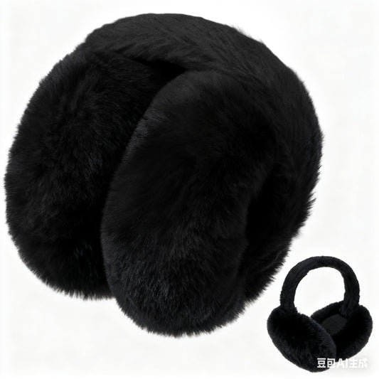 HekouJiub Earmuffs for Women Ear Muffs for Winter Faux Fur Warm Earmuffs(Black)