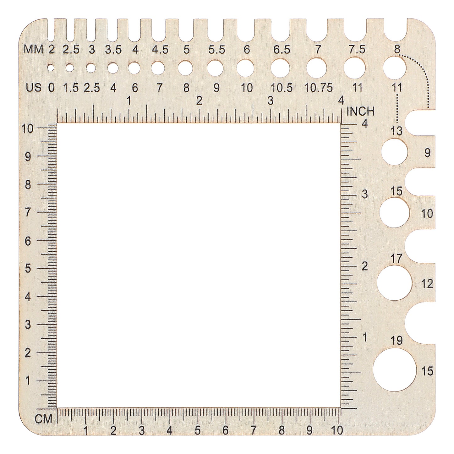 Knitting Gauge Measuring Tool Wood Knitting Gauge Rulers Needle Sizer Stitch Counter Spinner Yarn Measure Tool for DIY Craft Crochet Accessories